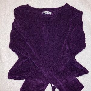 Love Purple Textured Knit cropped Top